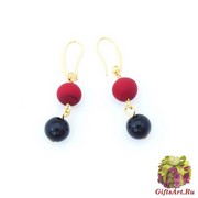 RMS18(2) Серьги с мелкими бусинами линии Сен Тропе цвет черно-красный