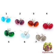 арт.00 Серьги-гвоздики прозрачные цвета муранское стекло