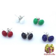 арт.00 Серьги-гвоздики матовые цвета муранское стекло