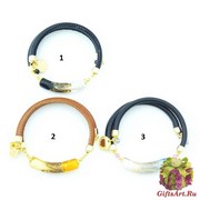 Vac/B9153spazio (2) Браслет Алиса на натуральной коже муранское стекло