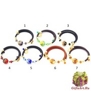 Vac/B9290 Браслет Бетти круглая бусина на кожаном браслете муранское стекло