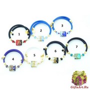 Vac/B9290 Браслет Бетти квадратная бусина на кожаном браслете муранское стекло