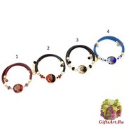 Vac/B9290 Браслет Бетти плоская бусина на кожаном браслете муранское стекло