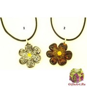 VB17 Подвеска Альпийский цветок (диам.3 см, длина шнурка 52 см) муранское стекло