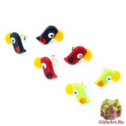LV20 Серьги-гвоздики мини Тукан 15 мм муранское стекло