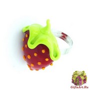 LV07 Кольцо Клубника 3,5 см муранское стекло