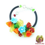 LV08 Браслет Клубника 18+4 см муранское стекло