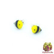 LV41 Серьги-гвоздики мини Пчелка 15 мм муранское стекло
