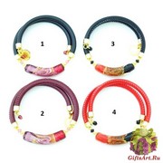 Vac/B9153spazio (1) Браслет Алиса на натуральной коже муранское стекло