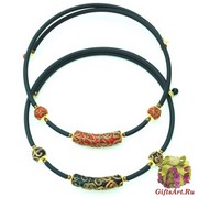 2017-9С/maz Колье Марианна с авентуриновым узором на каучуке муранское стекло