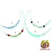Vac/C9490 Колье на серебристой коже 4 цвета 40+5 см муранское стекло