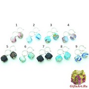 Vac/O Soffiato(2) Серьги дутые в форме кубика биколор муранское стекло