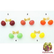 2017-01/maz Серьги -гвоздики матовое стекло диам. 12 мм 5 цветов муранское стекло