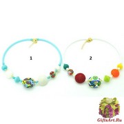 2013-35NEW/maz Колье с крупными бусинами линия Пикассо 5 цветов муранское стекло