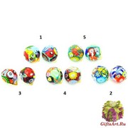 2013-35NEW/maz Клипсы диам.20 мм линия Пикассо 5 цветов муранское стекло