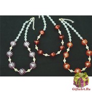 IC03 (01) Колье Дольче Вита с 7 филигранными бусинами 3 цвета 48+4 см муранское стекло