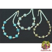 IC03 (02) Колье Дольче Вита с 7 филигранными бусинами 3 цвета 48+4 см муранское стекло