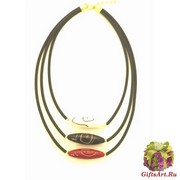 2017-52 Колье Трио с авентуриновым узором на каучуке 40 см муранское стекло