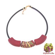 2017-57(4) Колье Верона на каучуке цвет красный 45+5 см