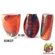 SM03637 Ваза красная стеклянная с имитацией кальцедона 3 формы