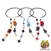 LV00 Колье-каскад Куб цвет топаз, голубой, красный муранское стекло