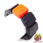 2017-75 Браслет Reason цвет черно-оранжевый муранское стекло