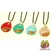 VB18 Подвеска Керала на витом шнурке 5,5х4,5 см длина 50 см муранское стекло