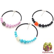 2017-79 Колье California на каучуке 3 цвета муранское стекло