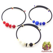 2017-70 Колье Boston на каучуке 3 цвета муранское стекло