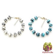 2018-21 Браслет Дюны с полосатыми бусинами муранское стекло