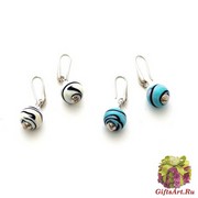 2018-21 Серьги Дюны с полосатыми бусинами муранское стекло