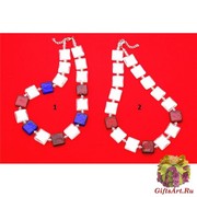 Vac/C5102(1) Колье Оттепель 51+4см 2 цвета муранское стекло