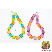 Vac/C5102(2) Колье Оттепель 51+4см 2 цвета муранское стекло