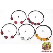 Vac/C5101 Колье Зебра на каучуке муранское стекло