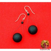 2017-56 Серьги Boule черные матовые муранское стекло