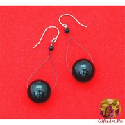 2017-56 Серьги Boule черные глянцевые муранское стекло