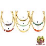 Vac/С9490 Колье на золотой коже 7 цветов 40+5 см муранское стекло