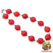 S897 Колье полное Red Planet 50+5 см  муранское стекло
