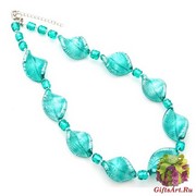S554C/maz Колье Небо c витыми бусинами муранское стекло