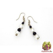 S862 Серьги с 2 бусинами муранское стекло