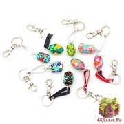 PC9622 Брелок с крупной бусиной (цилиндр или овал) муранское стекло