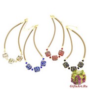 Vac/C9284/С Колье Магда на медной коже 4 цвета муранское стекло