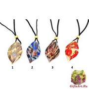 VM0542  Подвеска Прованс на алькантаре в подарочной коробке 3 цвета муранское стекло