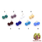 VM0481 Серьги-гвоздики матовые различные цвета муранское стекло