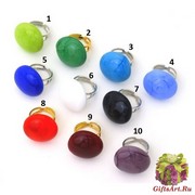 VM0550 Кольцо на металлической основе 10 цветов муранское стекло