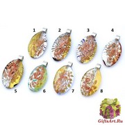 RS43 Подвеска овальная с золотом, серебром и авентурином 8 цветов муранское стекло