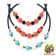 S811 Колье на каучуке/коже Креа 46+5см муранское стекло