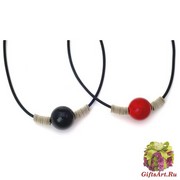 S998 Колье на каучуке 60 см с выдутой бусиной диам.3,5 см муранское стекло