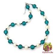 S801 Колье Альпийское озеро 50+5см муранское стекло