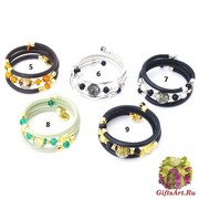 Vac/B9076 Браслет тройной на коже (5-9) муранское стекло